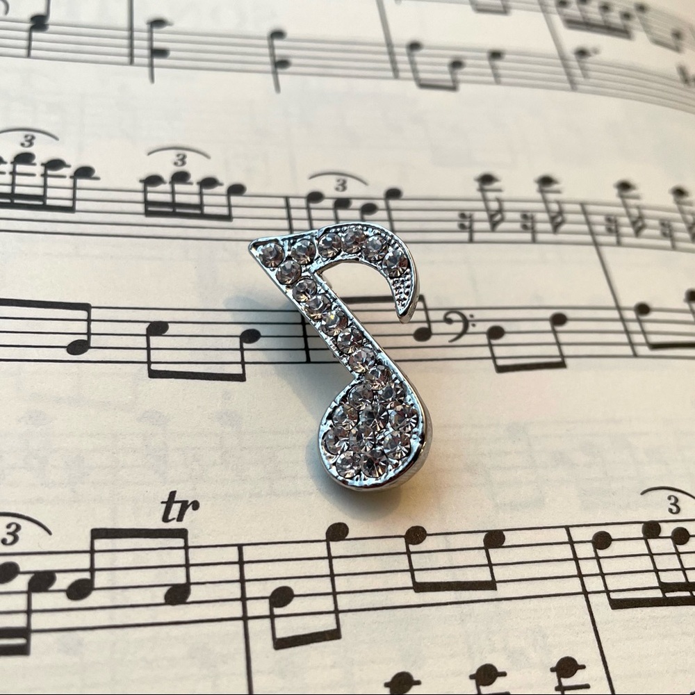 Crystal Music Brooch; Music Pin; Music Note Pin; Eighth Note Pin; Sparkly Pin